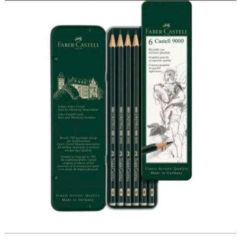 FABER CASTELL MATITE DI GRAFITE GRADAZIONI ASSORTITE SCATOLA IN METALLO CONF 6 Pz.